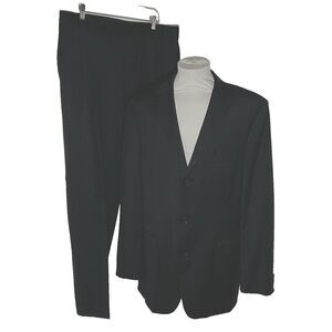 Hugo Boss Scorsese Movie Suit Mens 42L Black 3-Button‎ Single Breasted Pinstripe
